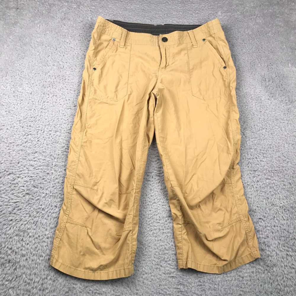 Kuhl Kendra Kapri Pants Womens 12 (34x20) Yellow Drawstring Hiking Climb *Flaws